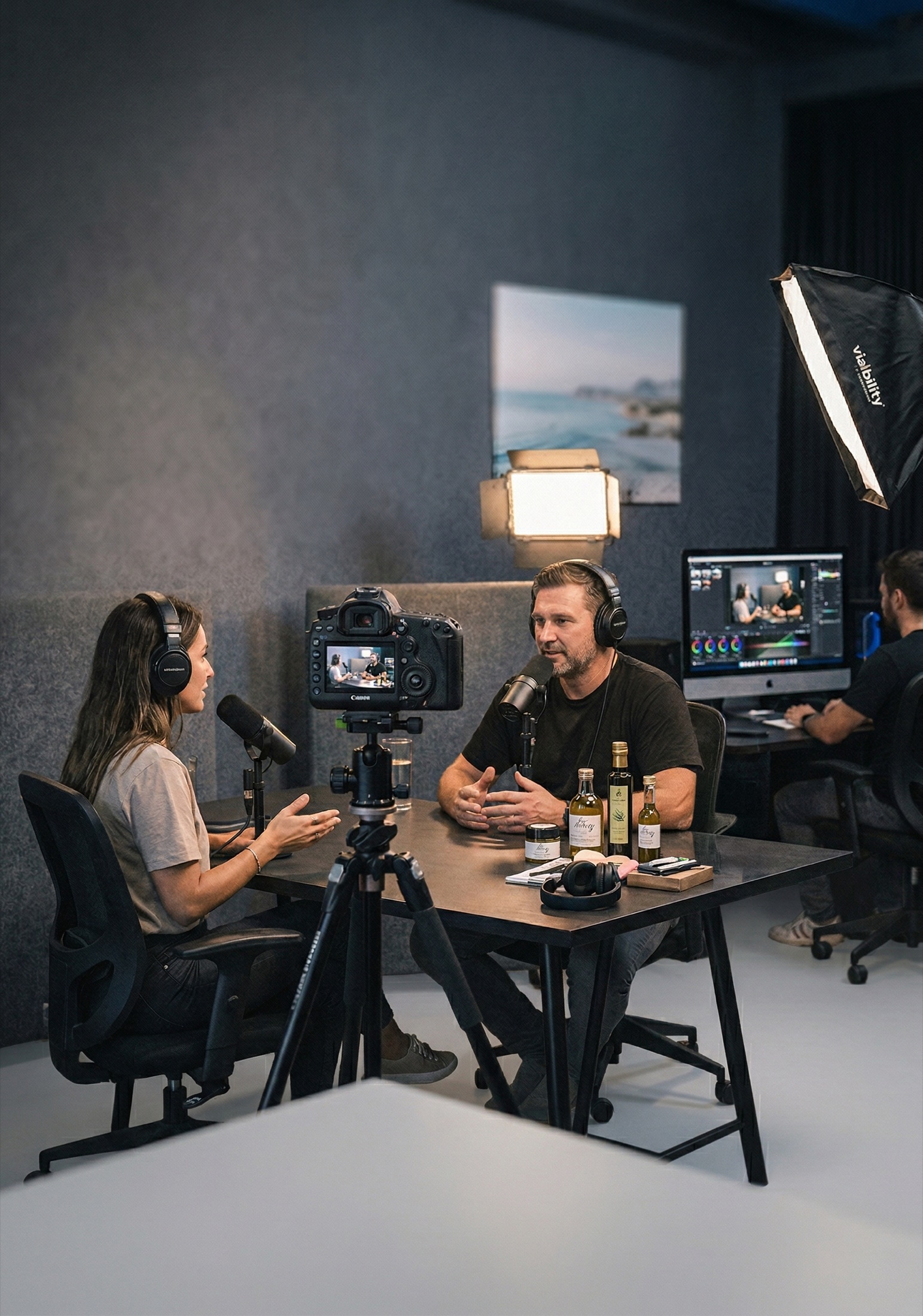A Costa Blanca Founders interview being filmed in the studio